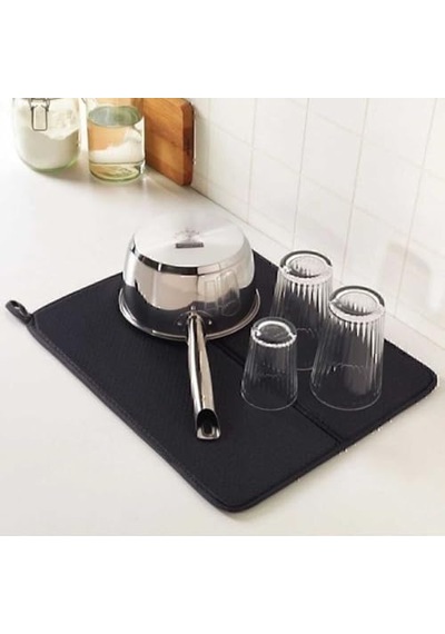 Bulaşık Kurutma Matı Bezi Tezgah Üstü Bulaşık Suyu Emici 44x36cm Kurutucu Bulaşık Altlığı 2 Adet 50 x 22