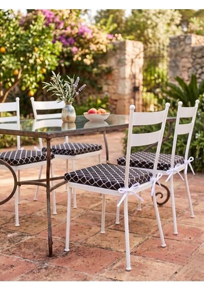 2 Adet 40x40 Cm Siyah Bağcıklı Sandalye Minderi Pamuk Polyester Mutfak Ve Bahçe Minderi