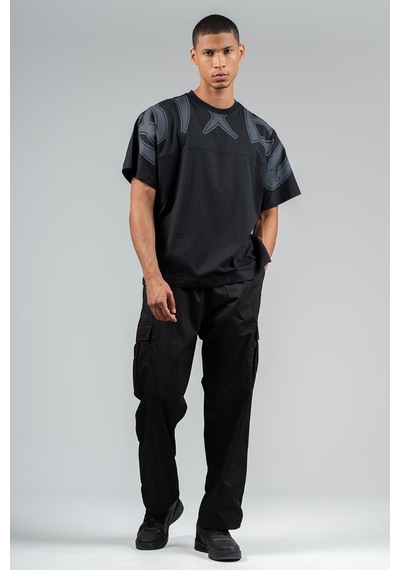 Maraton Sportswear Oversize Erkek Bisiklet Yaka Kısa Kol Basic Siyah T-shirt 23246-siyah