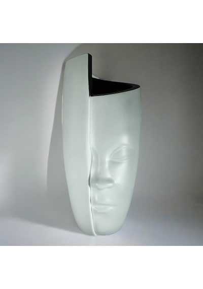 Soyut Yüz Vazo 60 Cm - Beyaz Beyaz
