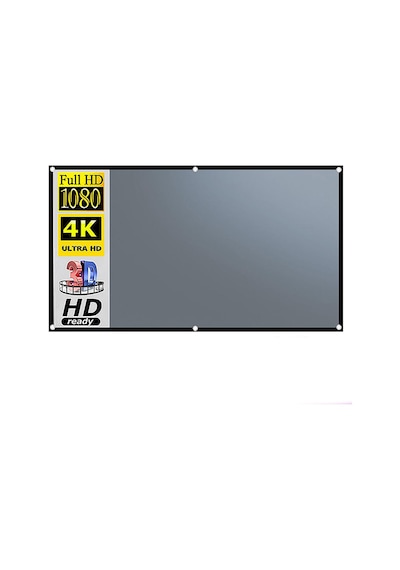 DualTech 228x163 100" 16:9 ALR Gri Projeksiyon Perdesi Taşınabilir Seyahat Duvar Askı Aparatlı, Ev, Ofis, Kamp, Açık Hava