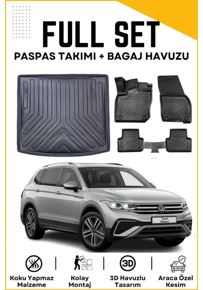 Volkswagen Tiguan All Space 5 Koltuk 2025 Model Birebir Uyumlu Bagaj Havuzu+paspas Seti