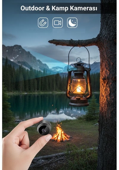Kablosuz Mini Outdoor Kamera Hd 1080p Wi-fi Bağlantılı Kamp Ve Seyahat Kamerası Siyah