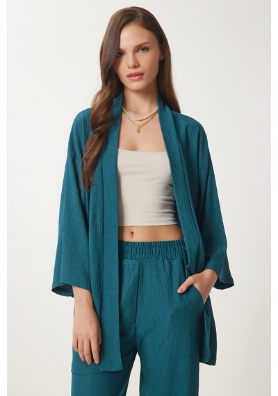 Happiness İstanbul Kadın Zümrüt Yeşili Kimono Pantolon Örme Takımı By00050 Zümrüt Yeşili Happiness İstanbul Kadın Zümrüt Yeşili Kimono Pantolon Örme Takımı By00050 Zümrüt Yeşili