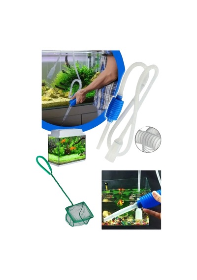 Mucit Home Akvaryum Temizleme Seti Su Tahliye Hortumu Ve Balık Yakalama Kepçesi 2 Li Set
