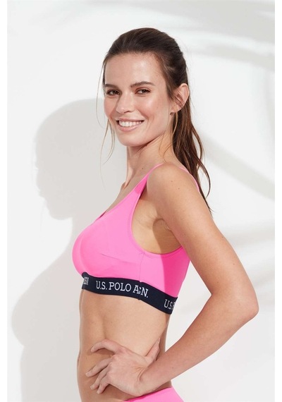 U.S. Polo Assn. Kadın Pembe U Yaka Bralet Bikini Üst 21503