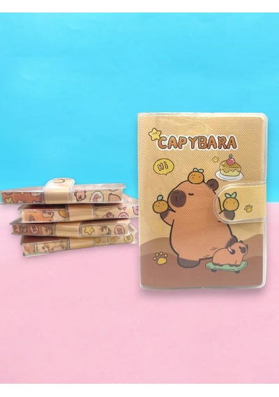 Capybara A7 Not Defteri , Çıt Çıtlı Cep Defteri - Kaykaylı Capybara Sarı