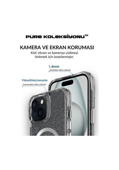 Bix Apple Uyumlu iPhone 15 Magsafe Simli Kılıf Shock Pocket Darbe Emici Teknolojili Çizilmeye Dayanıklı