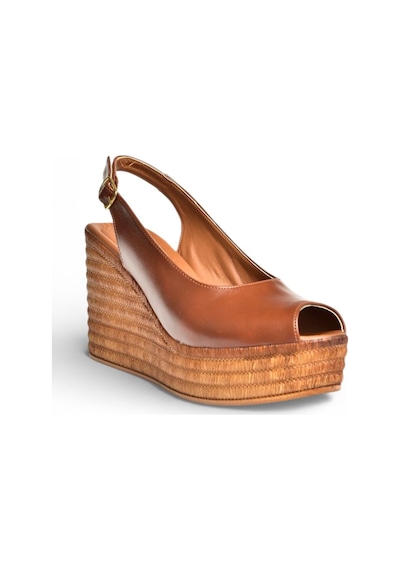 Fox Shoes Y996553560 Taba Rustik Dolgu Topuklu Kadın Ayakkabı Taba