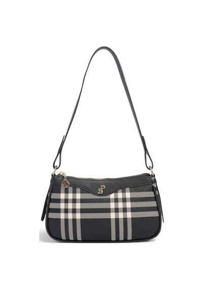 Silver & Polo Silver Polo Siyah - Siyah Çizgili Ekose Kadın Çapraz Çanta Sp1274