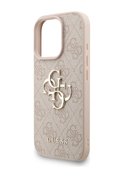 Apple iPhone 16 Pro Uyumlu Kılıf Guess Lisanslı Bilek Askı İpli Metal 4g Ve Yazı Logolu Kapak Pembe