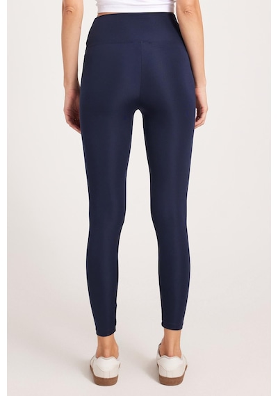 Tudors Kadın Slim Fit Dar Kesim Scuba Kumaş Beli Lastikli Lacivert Tayt-40373 Lacivert