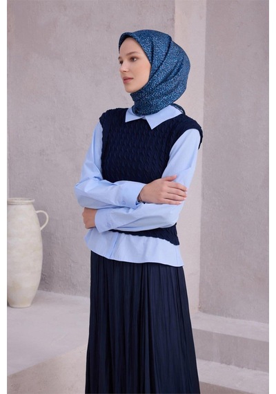 Belli İpek Eşarp - 4208-51 Lacivert Twill