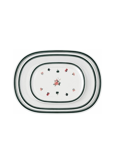 Tabak Evi Porselen Green Oval Sunum Tabağı Seti 3 Parça Çok Renkli