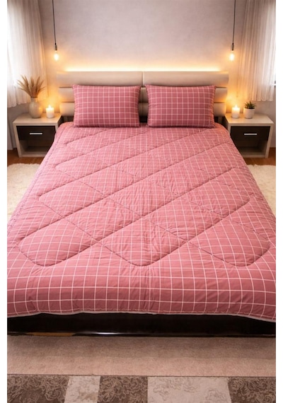 Kare Wellsoft 195x215 Cm Çift Kişilik Yorgan Takımı Kırmızı Kırmızı