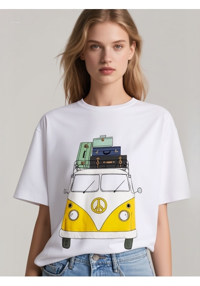Volkswagen Oversize Unisex T-shirt Beyaz