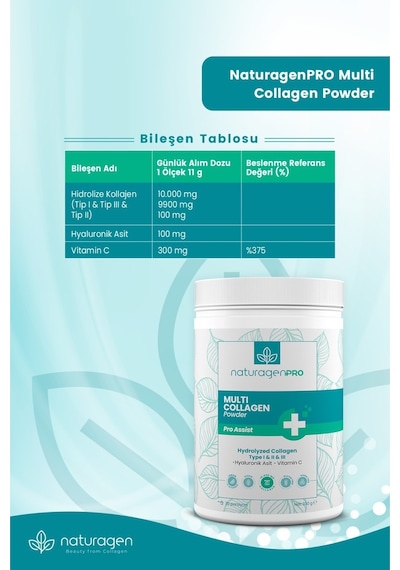 Naturagen Pro Collagen Tip 1-2-3 Powder Limon Aromalı 330 G
