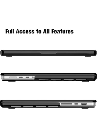 Apple Uyumlu MacBook Pro 16" M1 - M2 Hard Shell Sert Kapak Kılıf - Siyah
