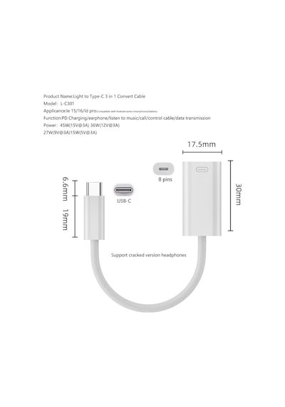 45w Type C To Lightning Kulaklık Dönüştürücü Hızlı Şarj İphone İpad Macbook Yuva Çevirici Müzik Dinleme Arama Otgklk
