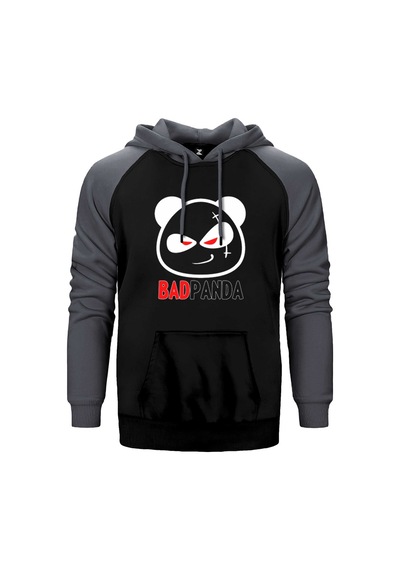 Baby Bad Panda Gri Renk Reglan Kol Kapşonlu Sweatshirt Gri