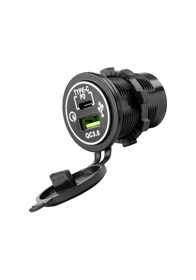 Ic-266c-5 Usb3.0 + Type-c Pano Tipi Çakmaklık Soketi 12-24v