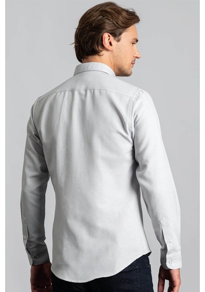 Tudors Slim Fit Dar Kesim Uzun Kol Erkek Gömlek-23371 Beyaz
