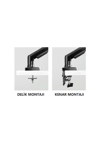 North Bayou F160-fp 17"-27" Monitör Destekli & 10"-17" Laptop Standı - İki Farklı Kullanımlı, Amortisörlü, 360 Dönebilen, Yükseklik Ayarlı, Kablo Kanallı, 2-9 Kg, Masa Monte Monitör Kolu F160-fp