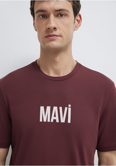 Mavi - Mavi Logo Baskılı Bordo Tişört 0613186-70396 Bordo