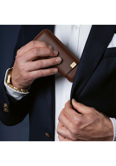 Davidoff Iconic Seri Deri Puro Kılıfı Kahve Gold 3lüi 64 Ring