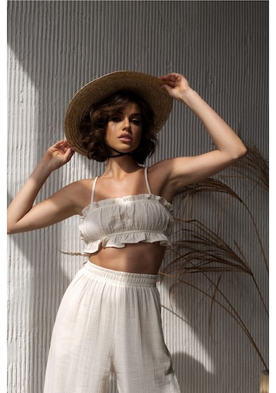 Mai Collection Mai Studios Co. Harvey Natural Müslin Crop Takım Natürel Mai Collection Mai Studios Co. Harvey Natural Müslin Crop Takım Natürel