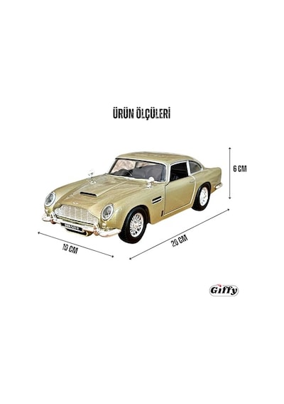 Oyuncak Diecast Metal Aston Martin Db5 Model Araba Kutulu Koleksiyonluk Figür 1:24 Ölçek Bej Ve Yeşil Renk Kahverengi