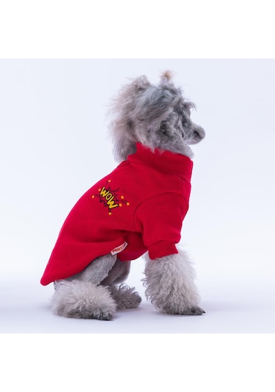Kırmızı Wow Nakışlı Esnek Kedi Köpek Sweat- Kedi Köpek Kıyafeti Kırmızı Wow Nakışlı Esnek Kedi Köpek Sweat- Kedi Köpek Kıyafeti