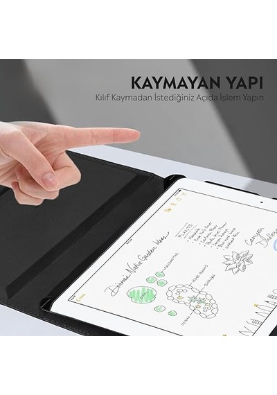 Yatay Ve Dikey 360 Derece Döner Tablet Kılıfı iPad Uyumlu 9.nesil 10.2 Siyah Arka Kapak