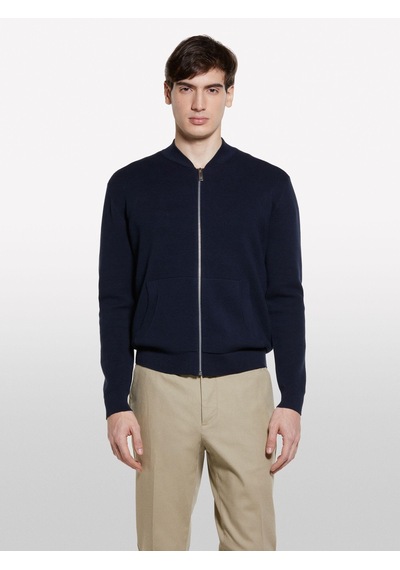 Sisley Pamuk Karışımlı Fermuarlı Bomber Hırka Erkek Lacivert Hırka - 325p10f2s500h