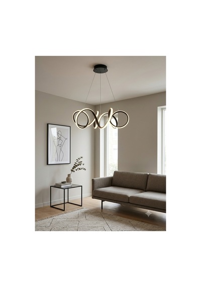 Yüksek Aydınlatmalı Kuğu Model Siyah Gövde Rengi Sarkıt Modern 3 Renk Led Avize