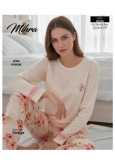 Miressa Kadın Uzun Pijama Takımı Somon
