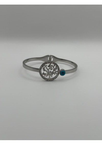 Arnes Jewelry Çelik Silver Yaşam Ağacı Kelepçe Bileklik