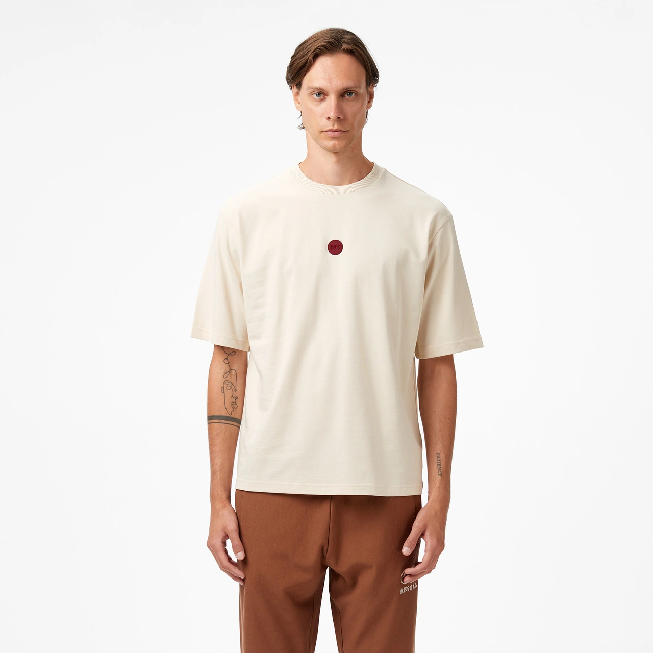 United4 Unıted4 Classic Erkek Krem T-shirt Fake Krem