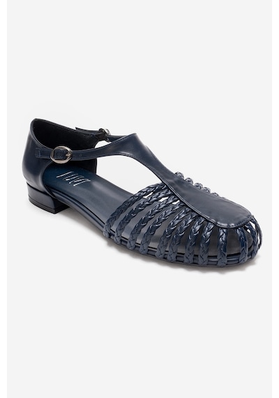 Luvishoes Onos Lacivert Örgü Detaylı Kadın Sandalet Lacivert