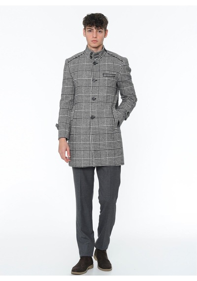 Plt9391 Dewberry Erkek Palto-desenli Siyah Desenli Siyah