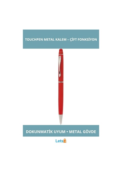 Kırmızı Metal Kalem Dokunmatik Ekran Uyumlu Tükenmez Kalem Çok Renkli