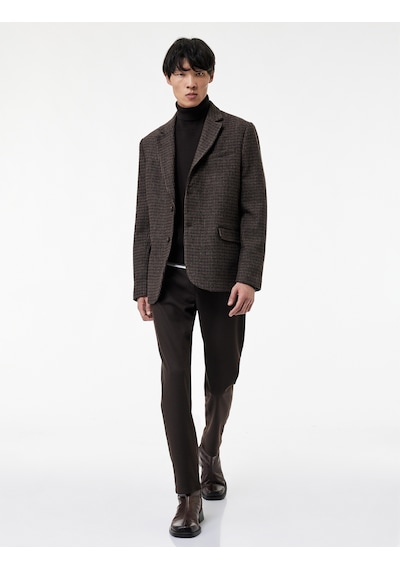 Koton Uzun Kollu Yün Karışımlı Düğmeli Cepli Kruvaze Yaka Blazer Ceket Kahverengi Desenli 7wam50003hw Koton Uzun Kollu Yün Karışımlı Düğmeli Cepli Kruvaze Yaka Blazer Ceket Kahverengi Desenli 7wam50003hw