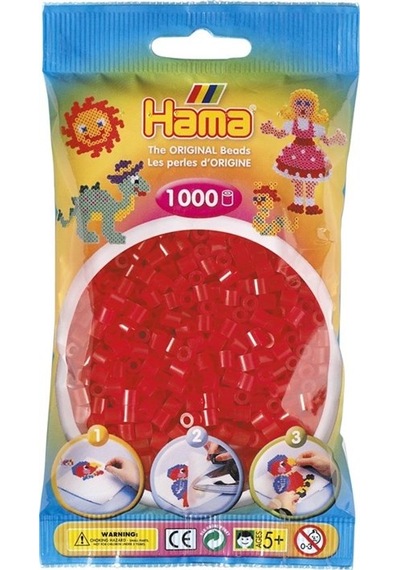 1.000'Lik Hama Midi Boncuk - Şeffaf Kırmızı