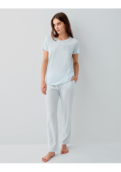 Pierre Cardin 9201 Modal Pamuk Cepli Kısa Kol Kadın Pijama Takımı Açık Mavi