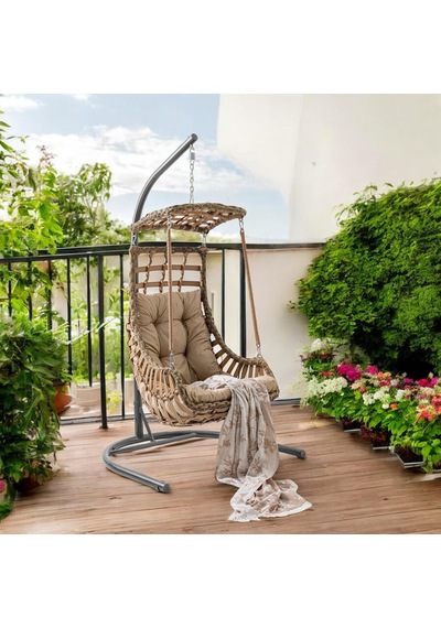 Capri Swing Alaçatı Tekli Rattan Bahçe Salıncağı Balkon Salıncağı Renkli