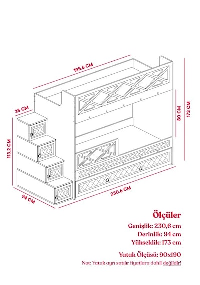Manolya Mdf Çelik Profilli Yavrulu Ranza Ac M1