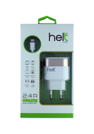Helt Ht-13 2 Çıkışlı 2400 Mah Ev Tipi Şarj Cihazı + Lightning Kab (469314907)
