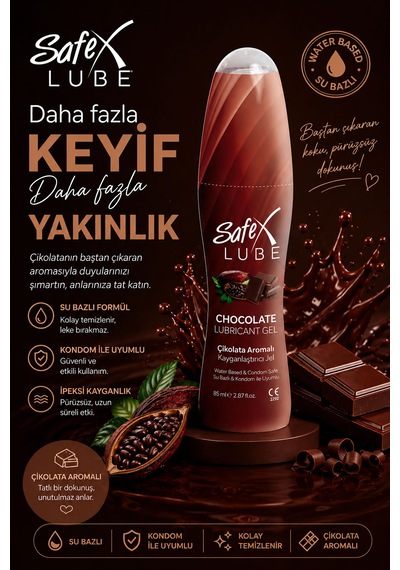 Safex Lube Kayganlaştırıcı Jel Çikolata 85 Ml. 3 Adet
