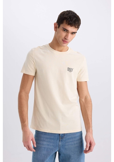 DeFacto %100 Pamuk Slim Fit Dar Kesim Bisiklet Yaka Baskılı Kısa Kollu Tişört C2078AX25SMBG700