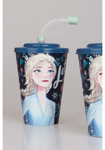 "dekomus Cep Defteri Hediyeli" Lisanslı Elsa Frozen Pipetli Bardak 124-Pembe